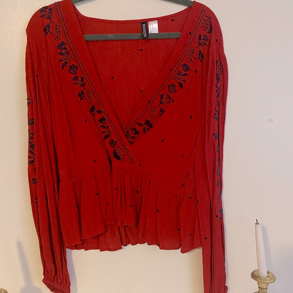 Red Embroidered Top from H&M